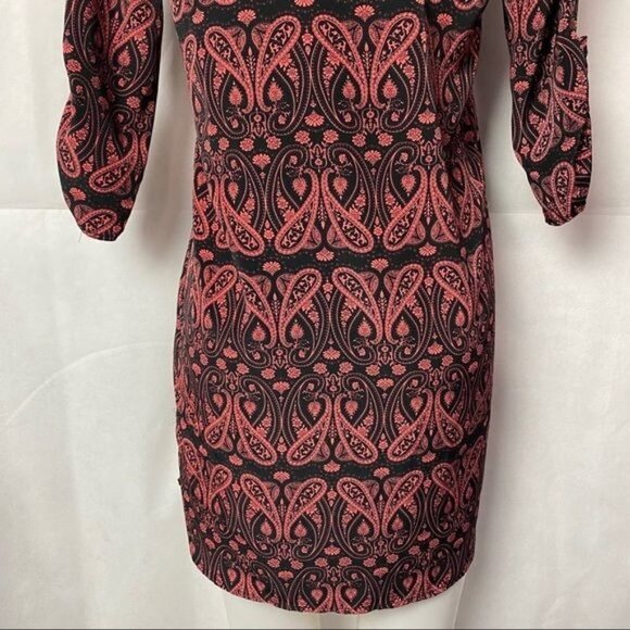 Teenplo Paisley  Black Pink Long Sleeve Mini Dress Size S - Picture 9 of 10